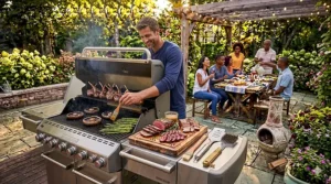 A cross-section diagram showing even heat distribution and sear zone technology inside the best gas grill.