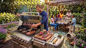 An illustrated step-by-step guide showing how to clean grease trays and burners to maintain the best gas grill performance.