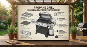 Diagram highlighting essential features to look for when choosing a reliable propane grill for the money