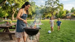Using a charcoal grill under $200 for a small family to prepare a fast weeknight meal after work